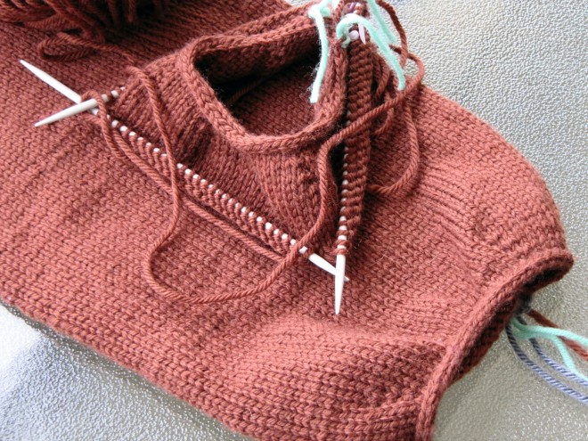 Coraline Sweater sleeves in progress